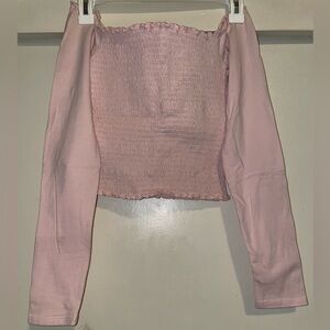 Hollister Pink Smocked Off-Shoulder Blouse